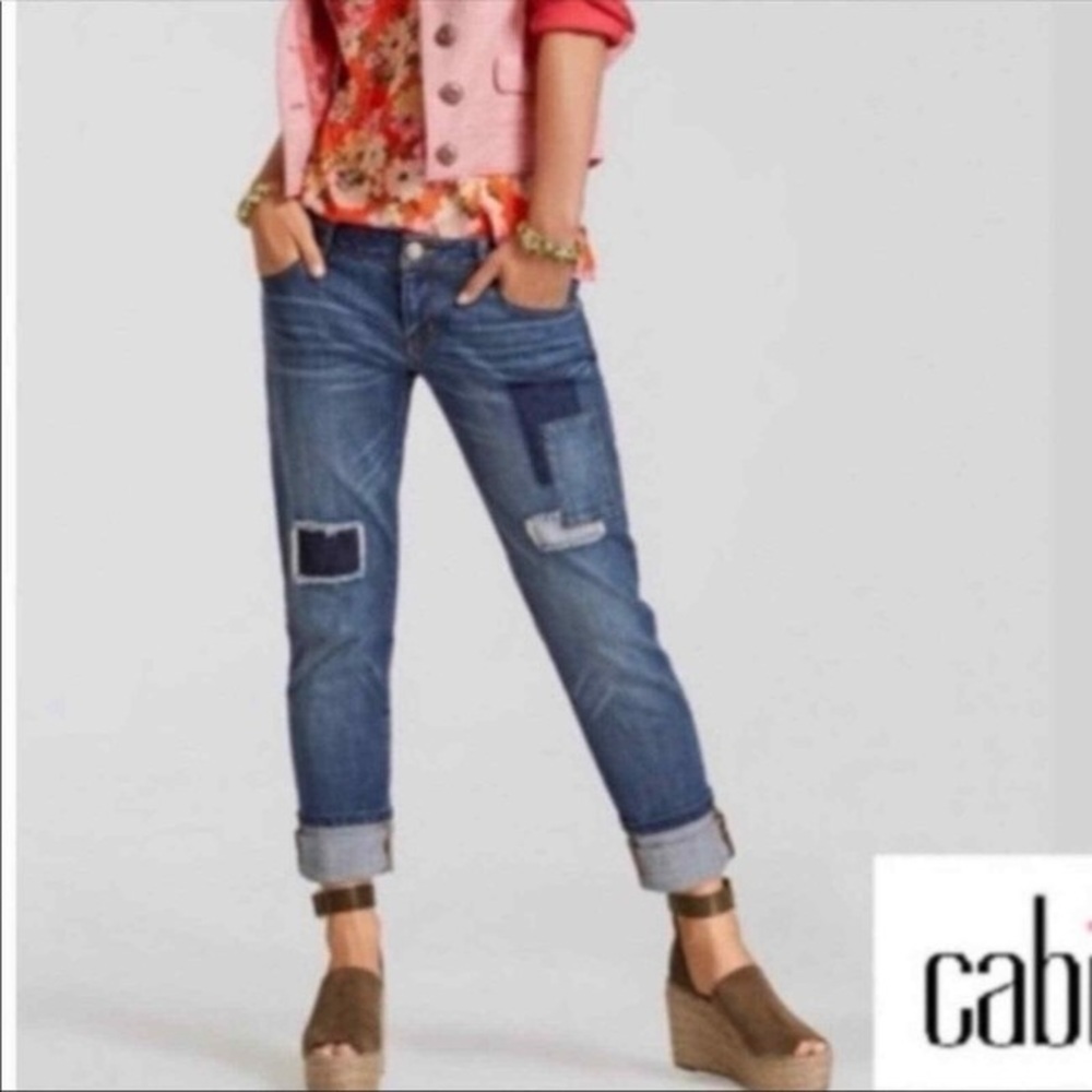 Cabi Reconstructed Patchwork Boyfriend Jean Size 10 EUC